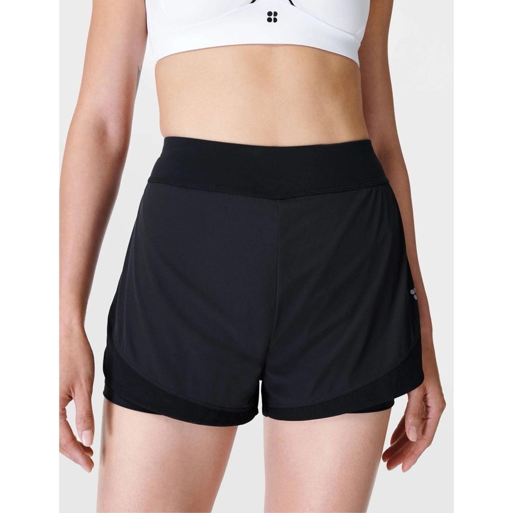 Sweaty Betty Black Tempo Run High Rise Lined Shorts Size 8